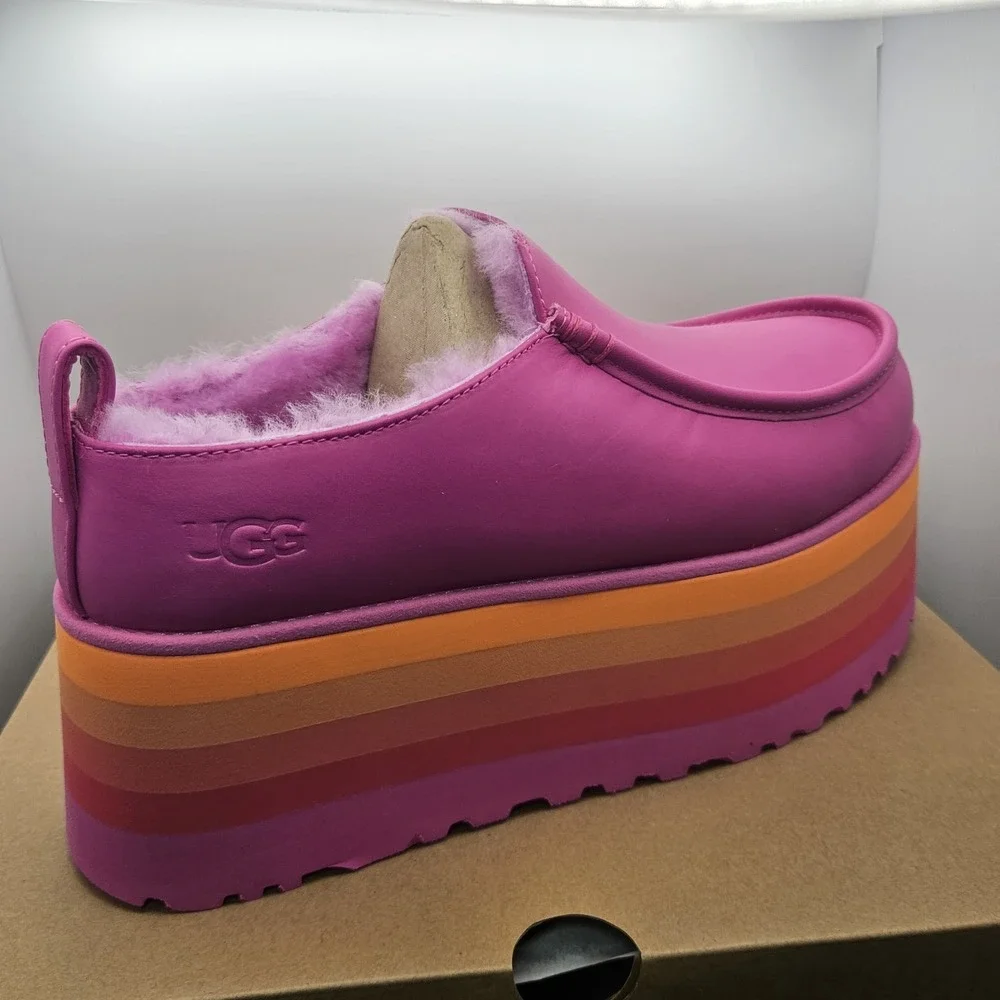 UGG URSEEN PLATFORM RASPBERRY MULTI LEATHER WOOL ALL GENDER M10/W11 Shoes Unisex